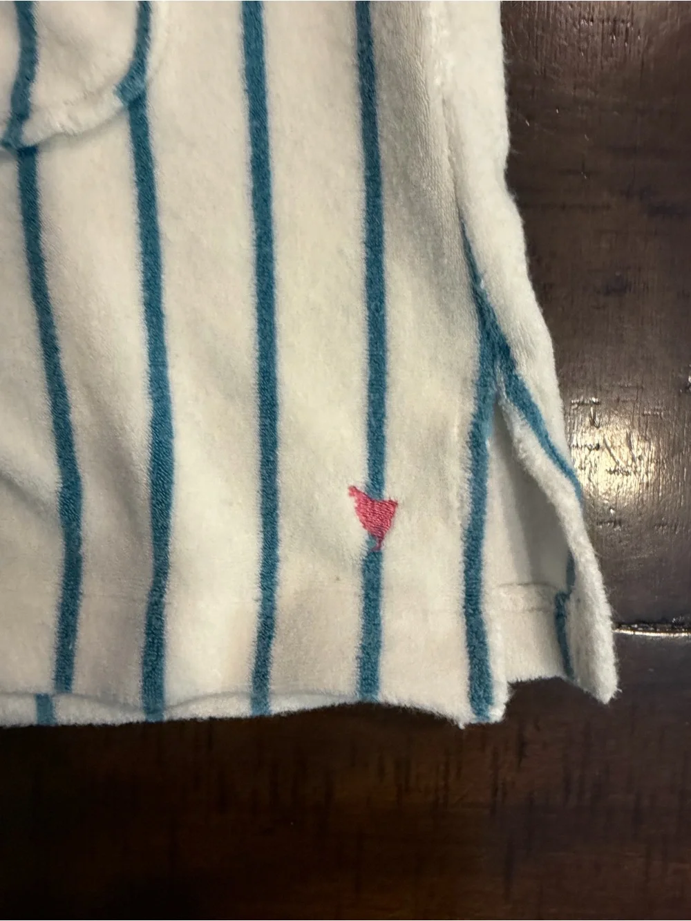 Pink Chicken White & Teal Striped Hooded Zip Cover-Up